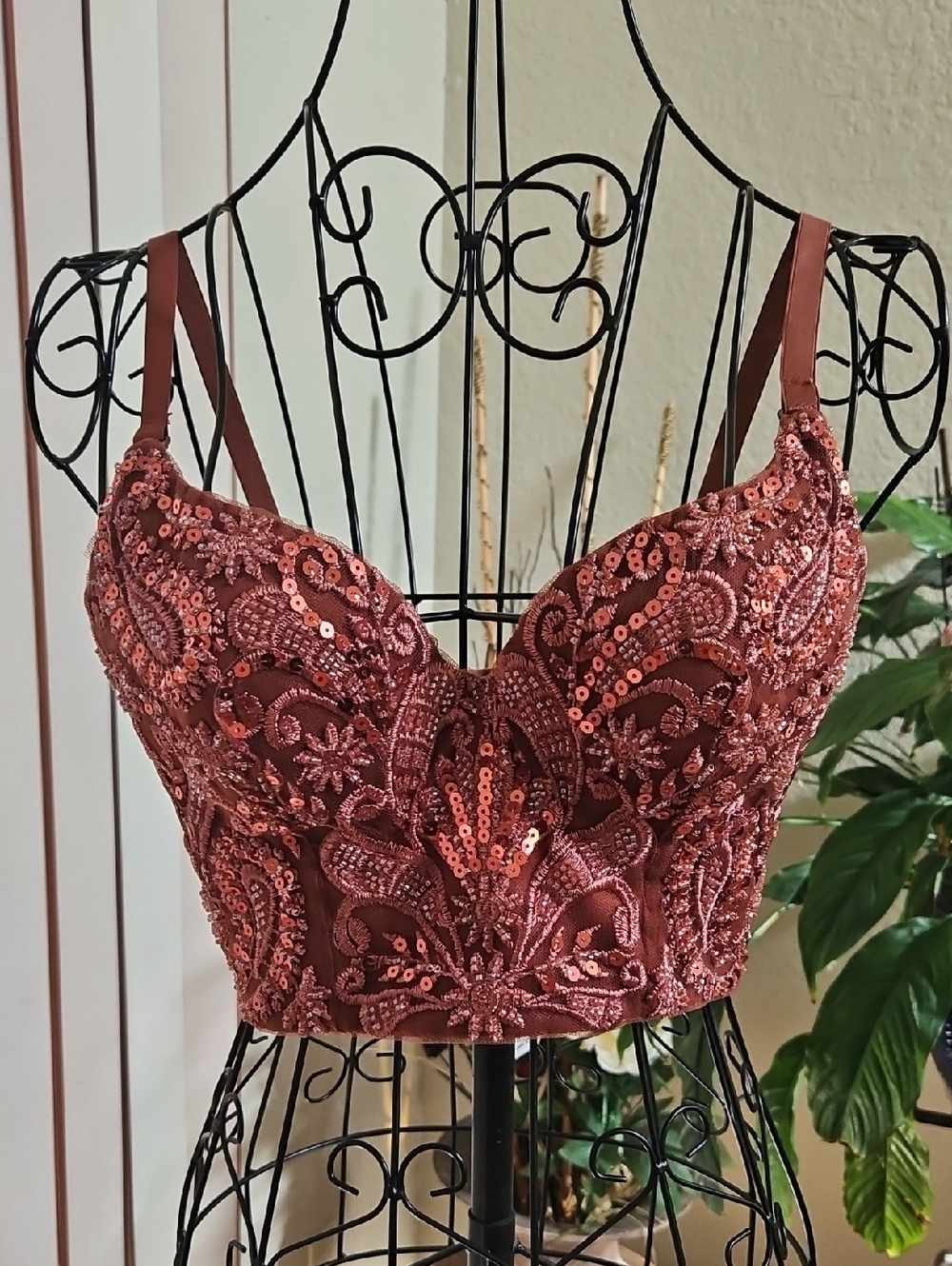 Windsor Rose Sequin Embellished Crop Top
